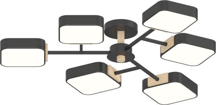 LED-люстра потолочная Valeso с металлическим каркасом 3000/4200/6000К IP20 XI3363-6 108W Черный (28686337)