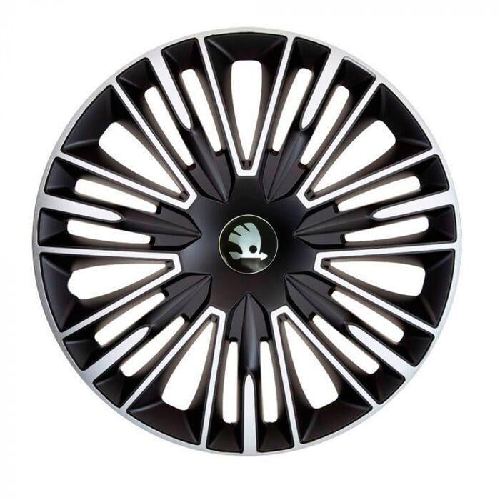 Колпаки для колес 4 Racing Jerez R14 с логотипом Skoda 4 шт. Silver/Black