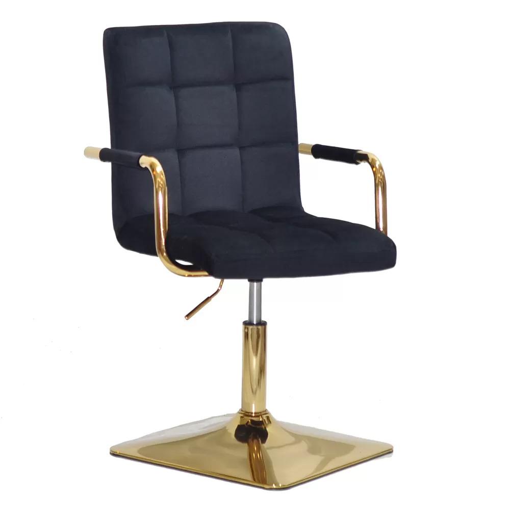 Стул TOWER ARM SQUARE GOLD бархат Черный (900529)