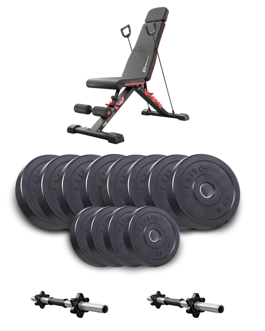 Набор гантели со скамьей Elitum Titan Hop-Sport HS-2080 НВ 2х26 кг (4484)