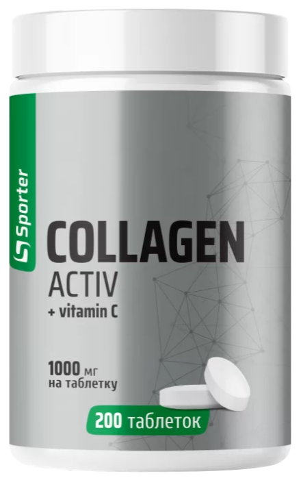 Комплекс Пептиды коллагена с витамином С Sporter Collagen Active 1000 мг и Vitamin C 200 таблеток