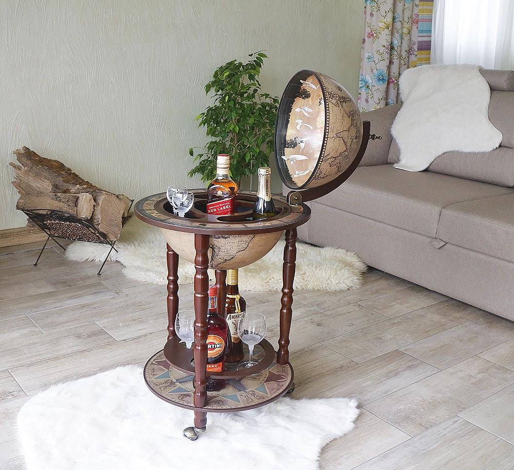 Минибар напольный Гранд Презент Глобус Зодиак 33 см Кремовый (33001N)