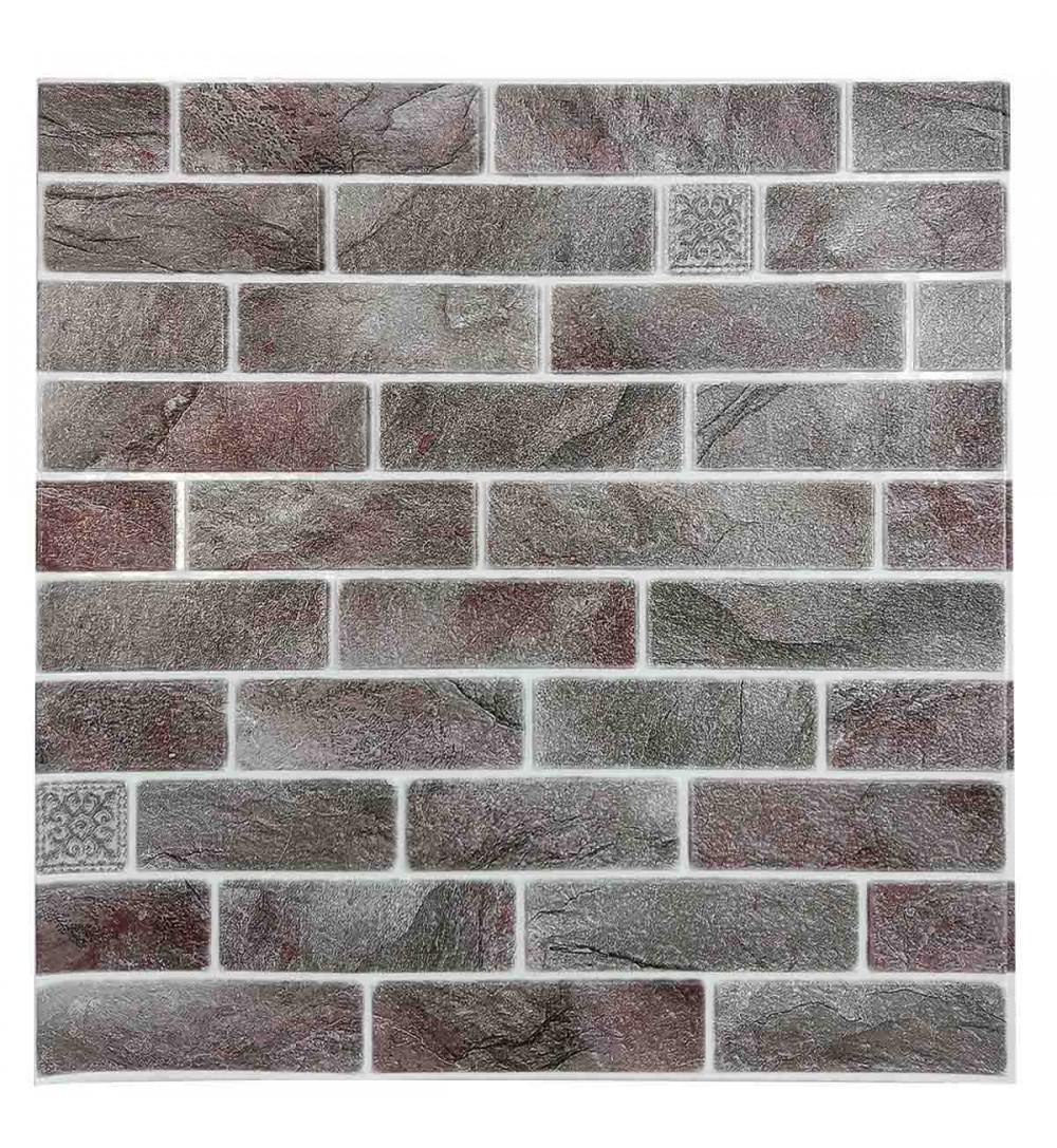 3D панель самоклеюча декоративна цегла клінкер 700x700x3 мм Коричнево-червоний (414-3)
