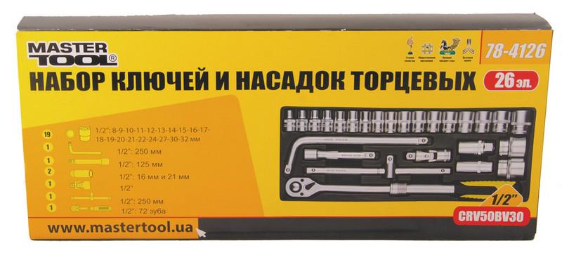 Набір насадок торцевих Mastertool Profi CrV 1/2 8-32 мм 26 шт. (78-4126) - фото 2