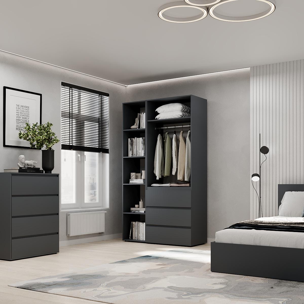 Шкаф распашной комбинированный ART IN HEAD №7 Light 1200x500x2200 мм Графит серый (GALTK077000000) - фото 4