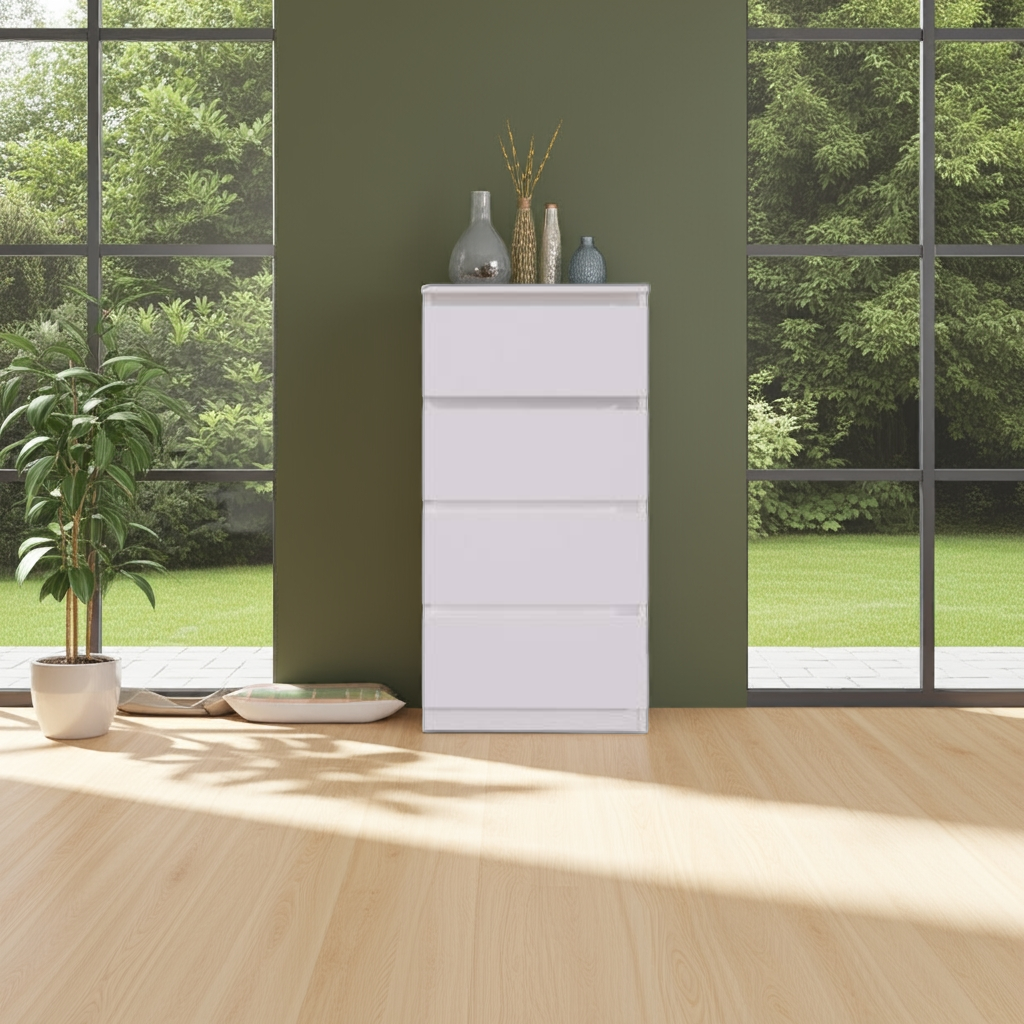 Комод MEBEX на 4 шухляди 50х40х100 см Білий (VM4B500WH) - фото 5 Комод MEBEX на 4 шухляди 50х40х100 см Білий (VM4B500WH) - фото 5