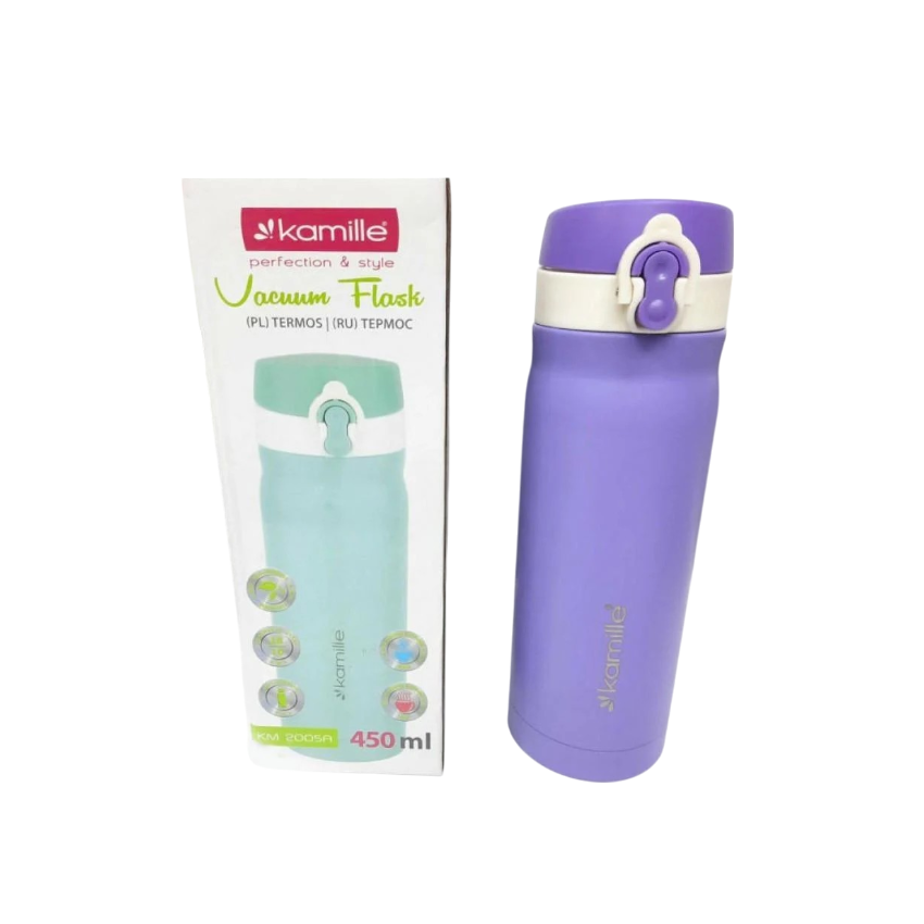 Термос Kamille КМ-2005A із нержавіючої сталі 450 мл Фіолетовий (1307971639)