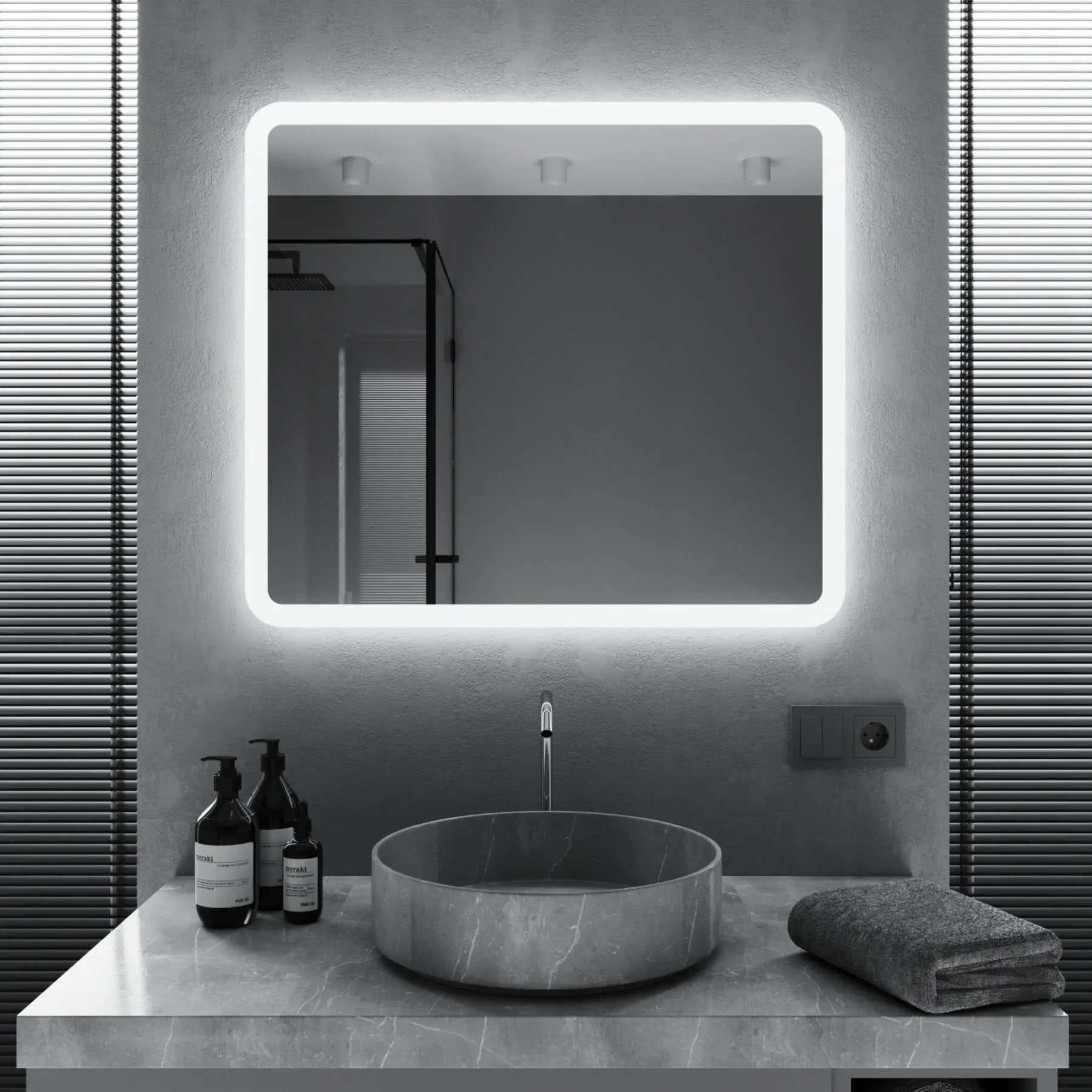 Зеркало для ванной комнаты Mironiks No Ind прямоугольное с фоново-фронтальной LED-подсветкой 1000x800 мм (FR-MRKS-311053)