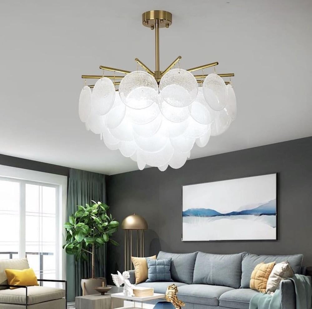 Светильник с уникальными стеклянными пластинами Ø 80 см Латунь (AT11)