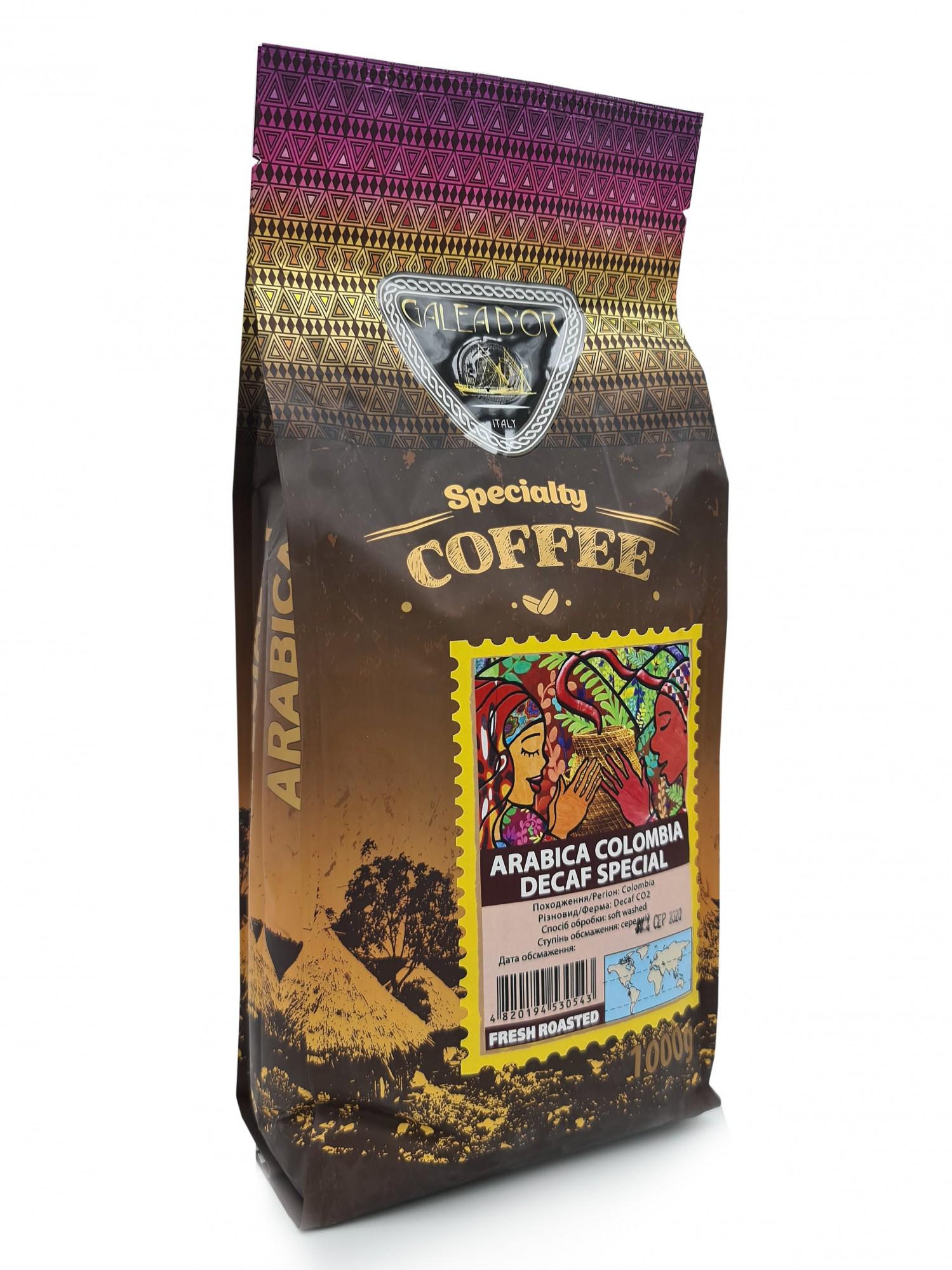 ᐉ Кофе GALEADOR Arabica Columbia DECAF SPECIAL 100/0 в зернах 1 кг ...