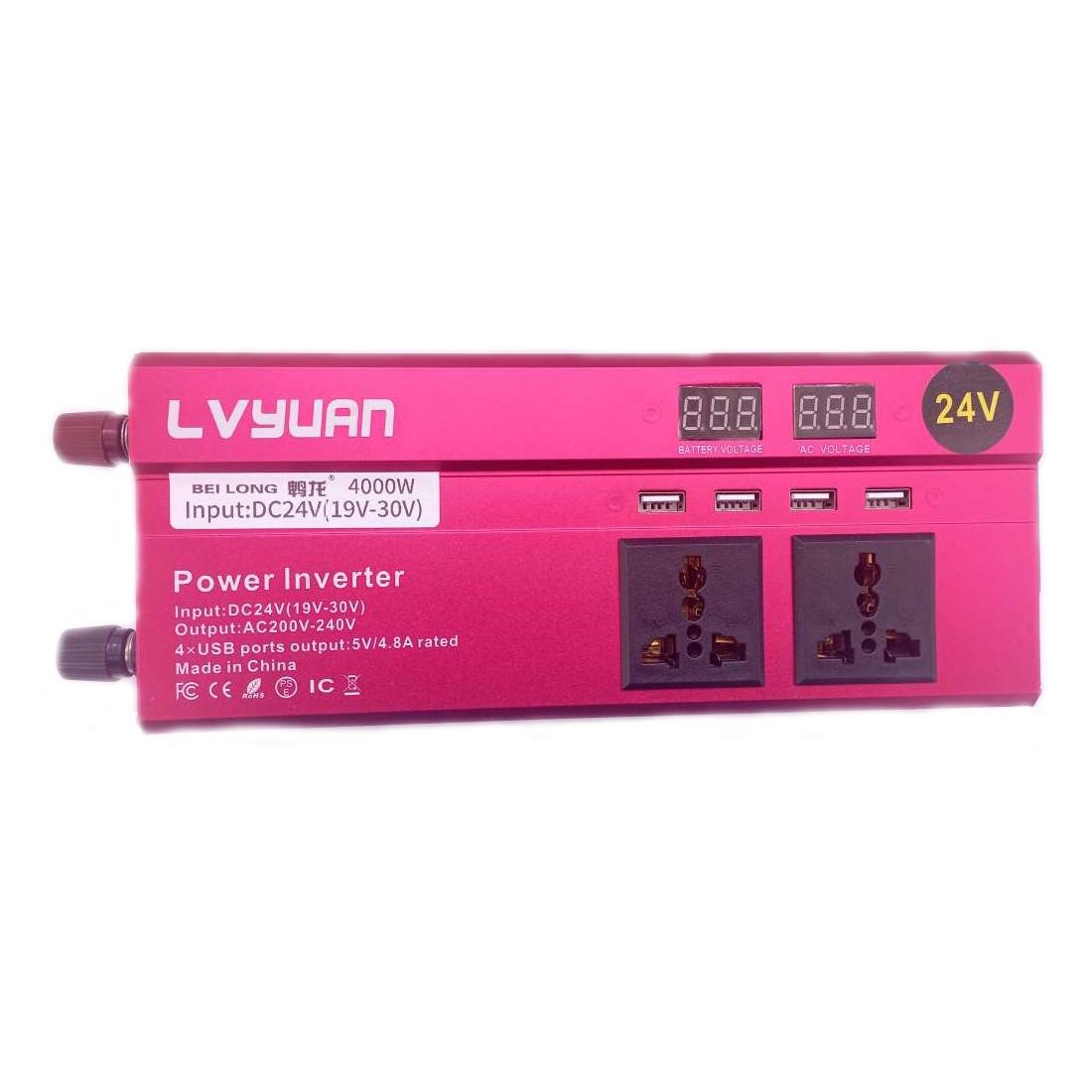 Автомобильный инвертор Lvyuan Power Inverter 013 c 24V на 220V 4000W модифицированная синусоида Red (11040) - фото 1 Автомобильный инвертор Lvyuan Power Inverter 013 c 24V на 220V 4000W модифицированная синусоида Red (11040) - фото 1