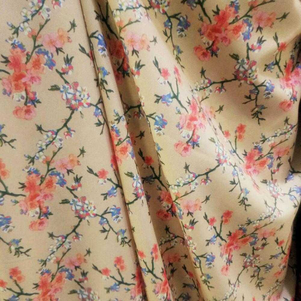 Ткань сатин Fendi Цветочный V-6/1 Веточки Беж (14794)