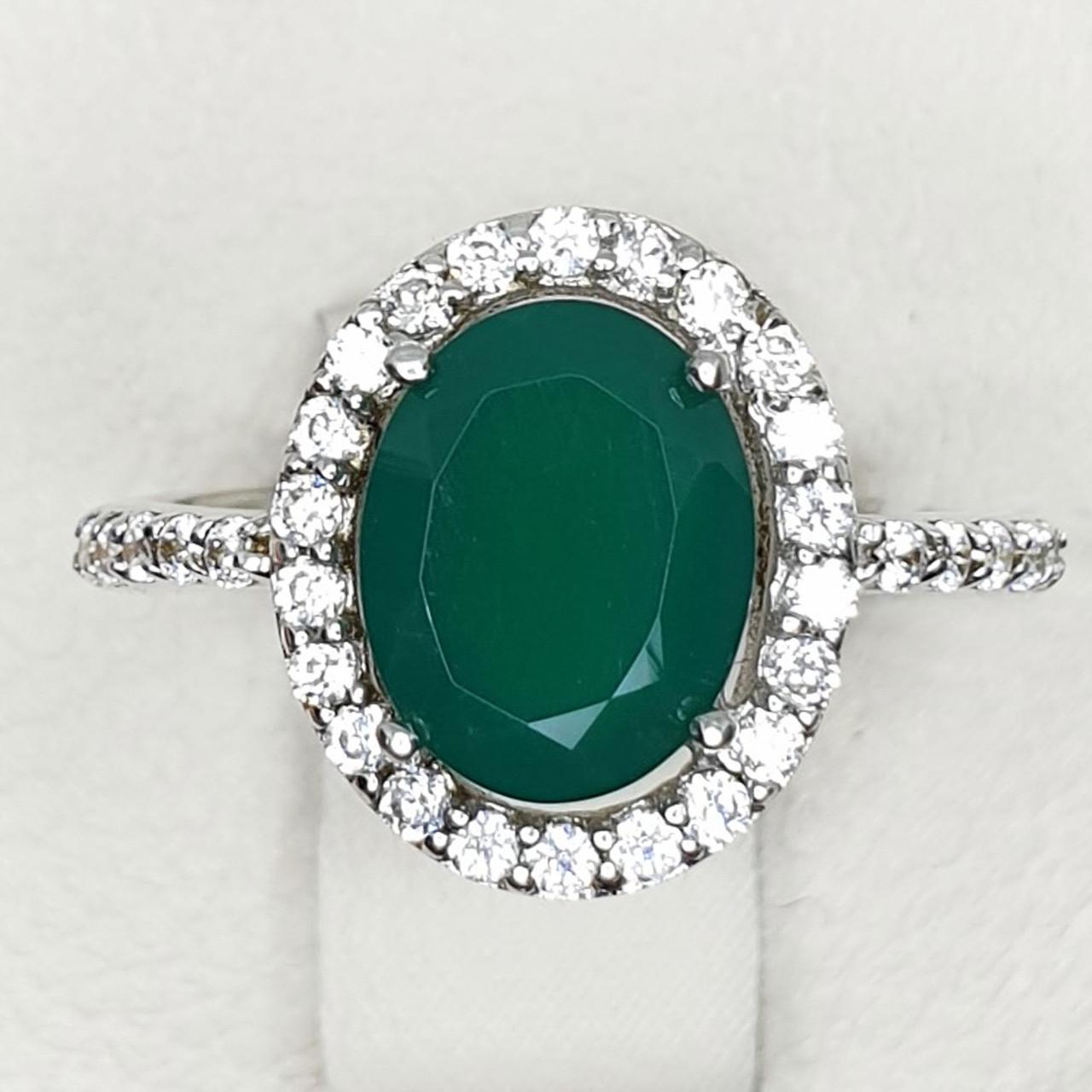 Кольцо серебряное с зеленым агатом р. 16,5 2,66 г (1428912408) Кольцо серебряное с зеленым агатом р. 16,5 2,66 г (1428912408)