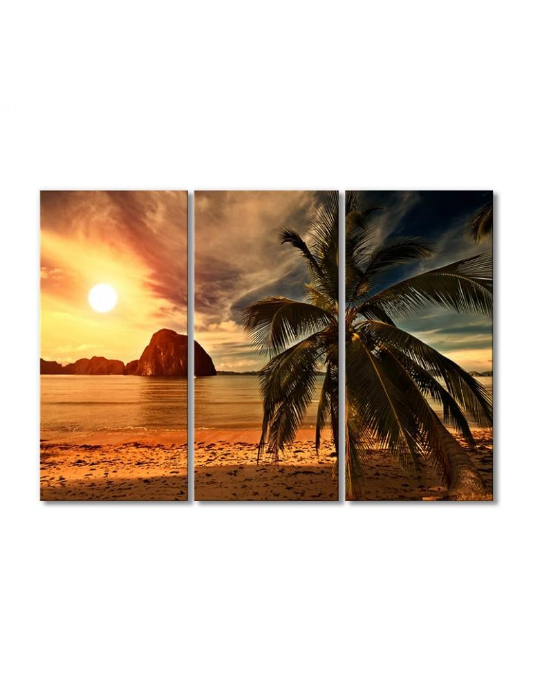 Картина модульная Пальмы на закате 3 модуля 50x75 см