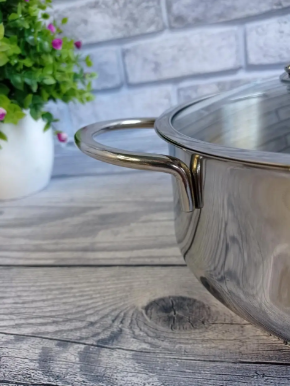 Каструля зі cкляною кришкою OMS з нержавіючої сталі для газу і індукціі 6,2 л (2038S-6.2) - фото 4