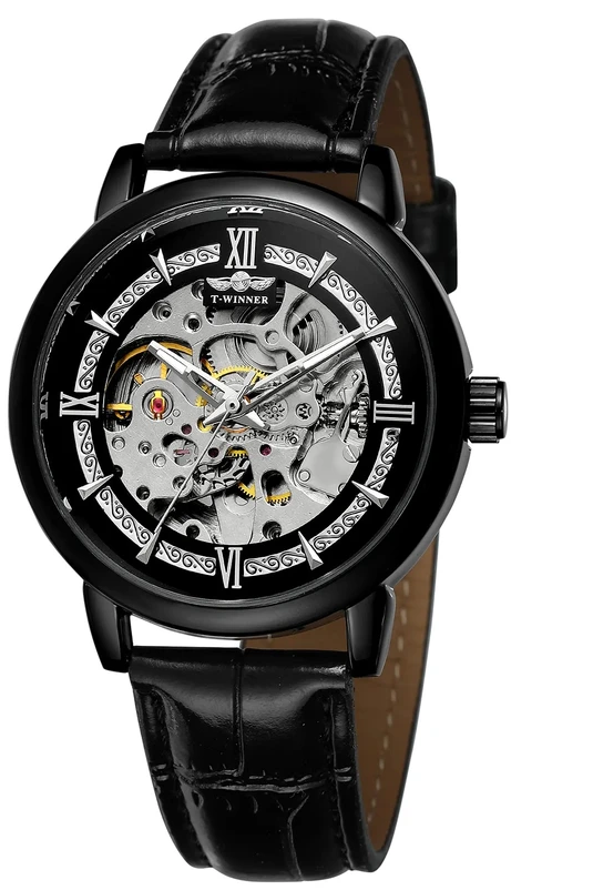 Наручные часы Forsining 8173 All Black/Silver Leather