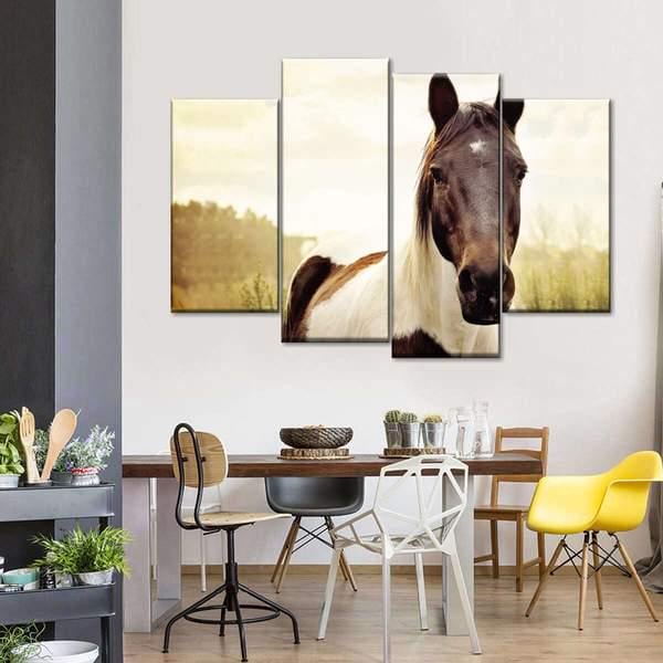 Модульная картина KIL Art Лошадь в степи из четырех частей 89x56 см (M4_M_155) Модульная картина KIL Art Лошадь в степи из четырех частей 89x56 см (M4_M_155)