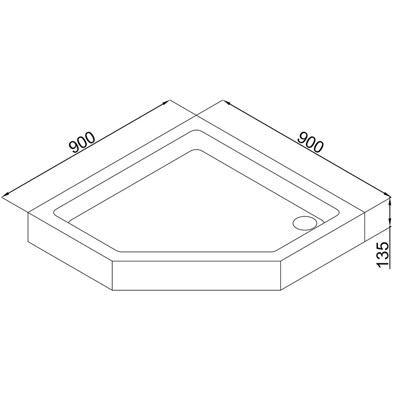 Душовий піддон Dusel D402 п'ятикутний 100х100 см (740210) - фото 4