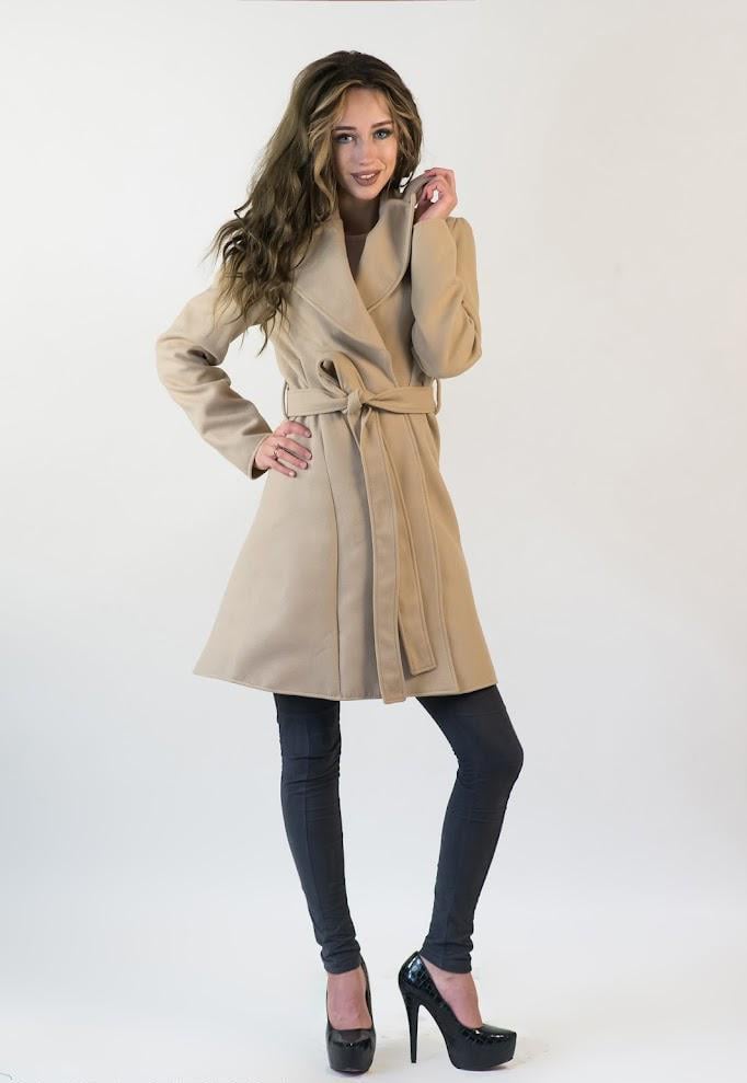 Пальто из кашемира с широким откидным воротником Podium 21221-BEIGE XS Бежевый