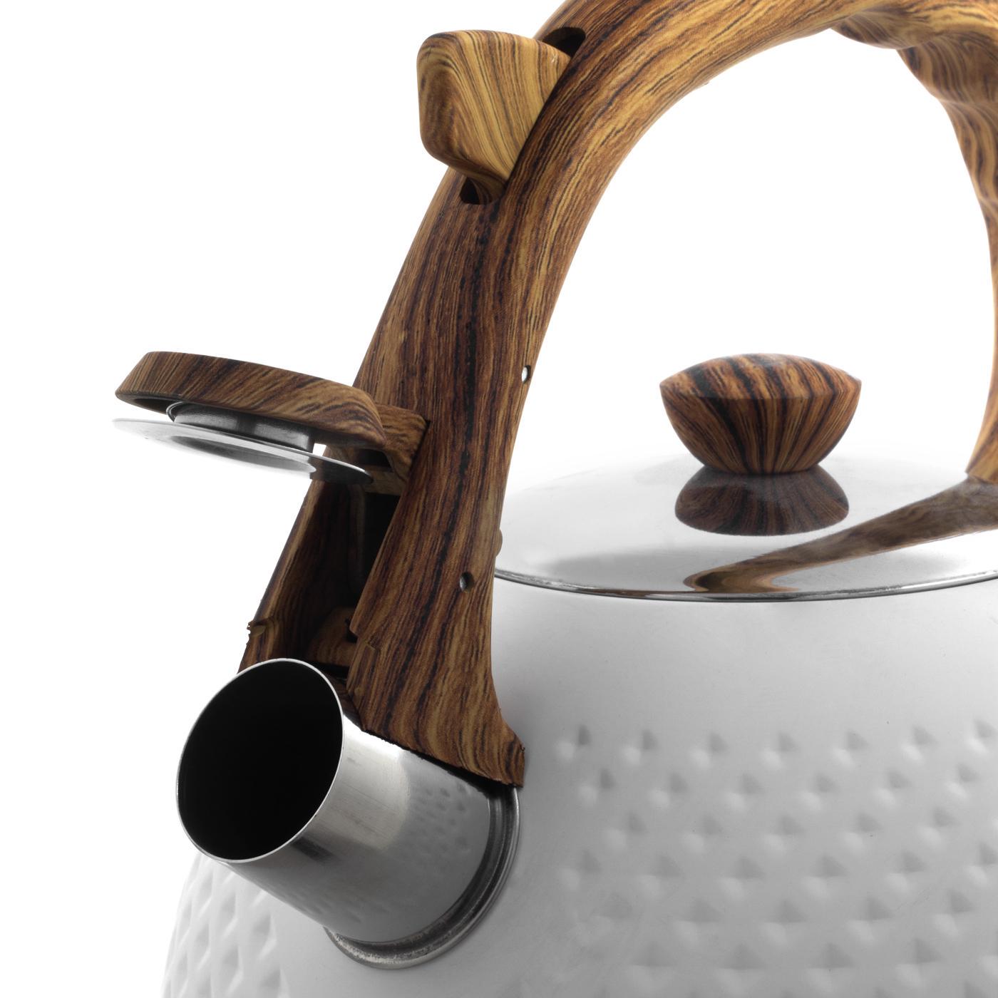 Чайник со свистком и ручкой с покрытием soft touch под дерево Ofenbach KM-100305 из нержавеющей стали 2,7 л Белый (150-84-100305) - фото 3 Чайник со свистком и ручкой с покрытием soft touch под дерево Ofenbach KM-100305 из нержавеющей стали 2,7 л Белый (150-84-100305) - фото 3