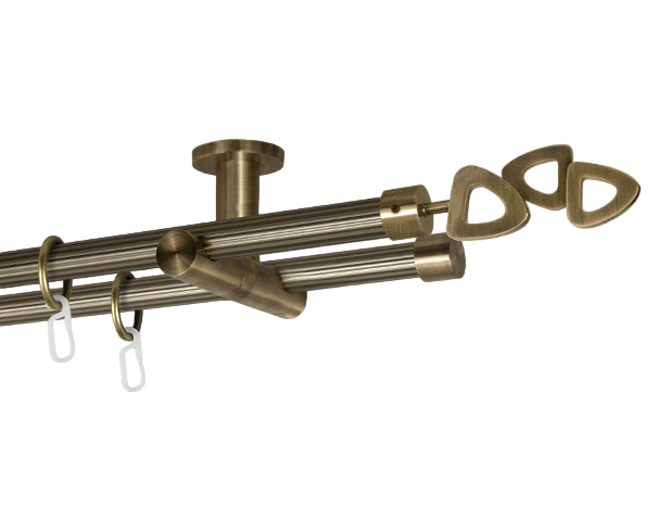 Карниз MStyle Лиллет металлический двухрядный труба рифленая 19/19 мм потолочный 300 см Антик (K010799)