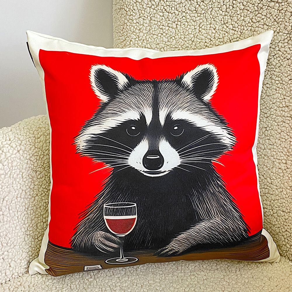 Подушка декоративная Soft Енот с бокалом красного вина 45x45 см (45PST_24S015)