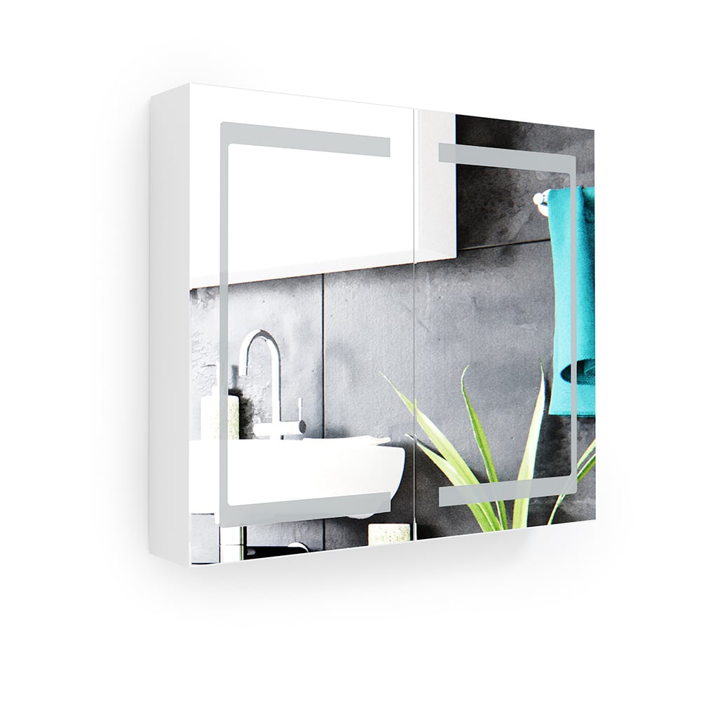 Шкаф зеркальный Vicco с LED подсветкой 80х70 Белый - фото 2 Шкаф зеркальный Vicco с LED подсветкой 80х70 Белый - фото 2