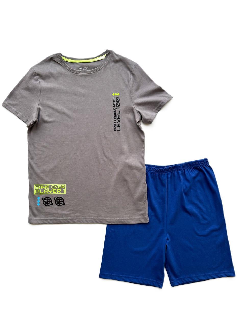 Піжама дитяча Primark Game-over футболка/шорти 10-11 років 146 см Сірий/Синій (05022026-44)