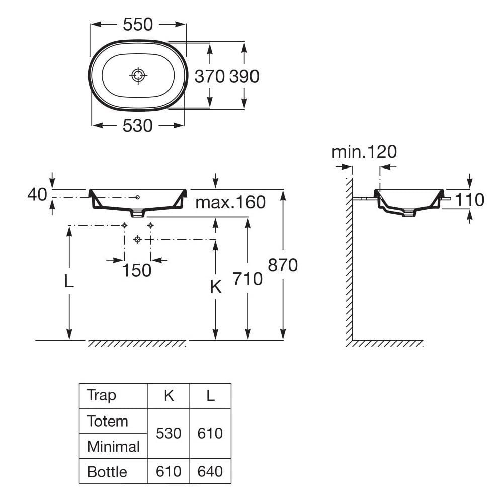 Умывальник врезной на столешницу Roca GAP 55 см (A3270Y5000) - фото 2 Умывальник врезной на столешницу Roca GAP 55 см (A3270Y5000) - фото 2