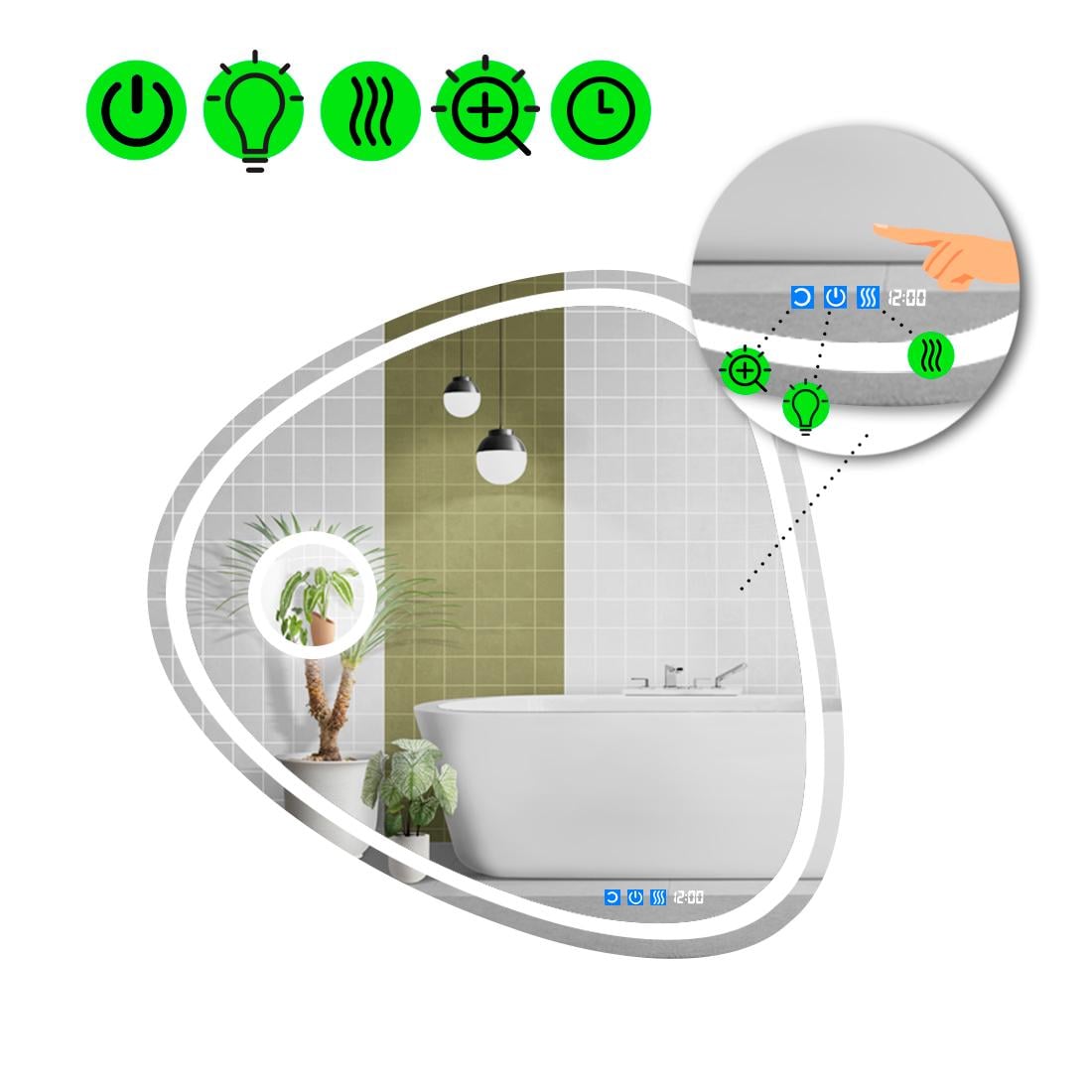Зеркало с LED подсветкой Nuvola 1 с тремя сенсорами 60x60 см (8738264)