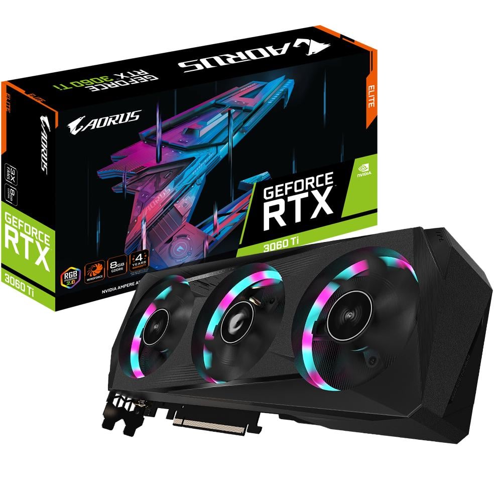 Видеокарта Gigabyte AORUS GeForce RTX 3060 Ti ELITE 8G rev. 2.0 (GV-N306TAORUS E-8GD rev. 2.0)