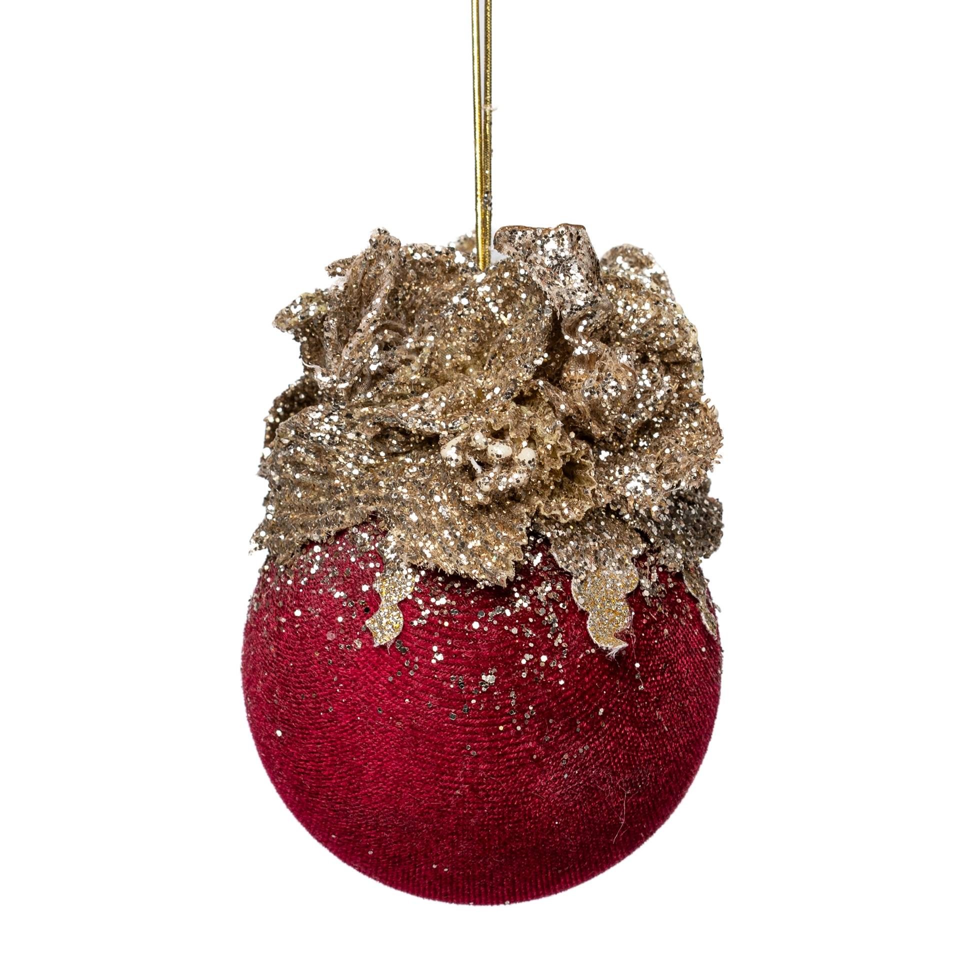 Іграшка на ялинку Флоріаль "Бургунд" куля 8 см Золотий/Бордовий (1901)