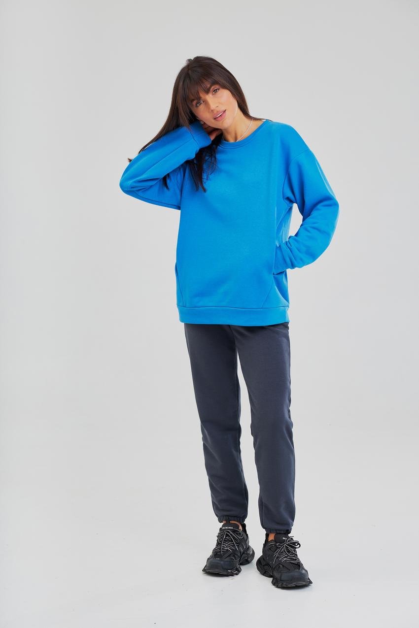 Свитшот женский М126.3 петля с карманами M Синий (690-1-61) - фото 4 Свитшот женский М126.3 петля с карманами M Синий (690-1-61) - фото 4