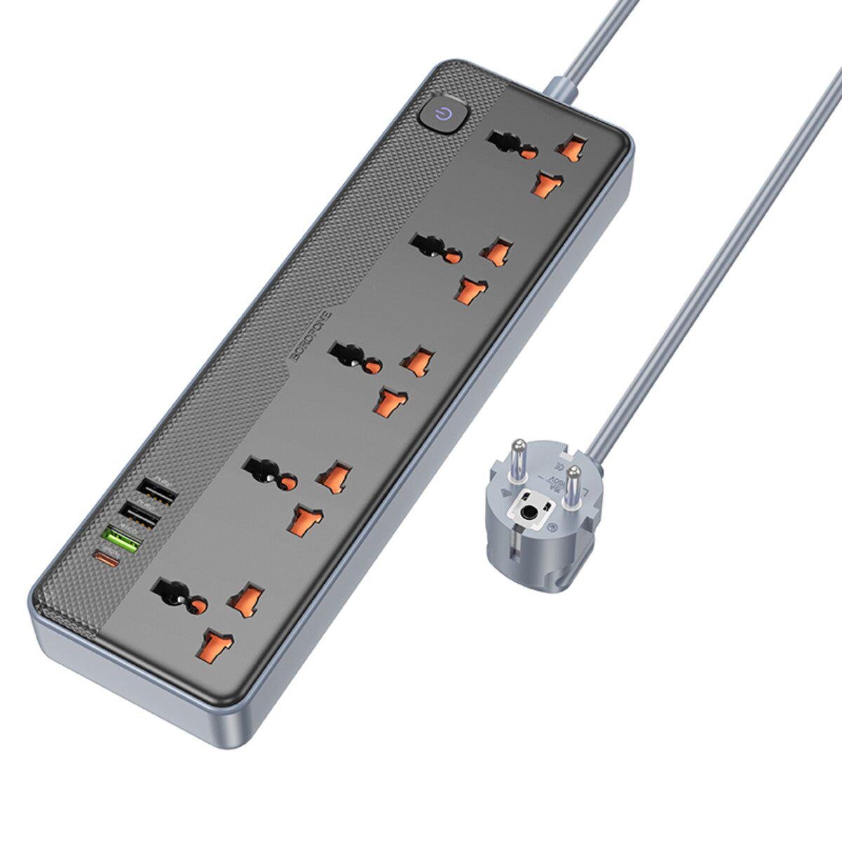 Удлинитель Borofone BAC5A Lord 5 position socket Black (PD20W/1C3A)