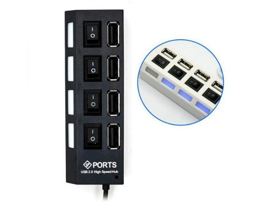 USB Hub hi-speed Digital Lion с переключателем P-4 Черный - фото 5