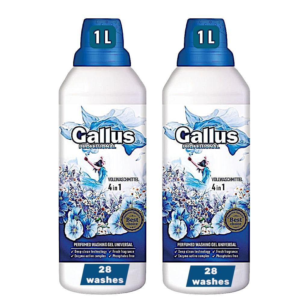 Набір парфумованих гелів концентрату для прання Gallus Professional Universal 4в1 по 28 прань по 1 л 2 шт. (303156/1)