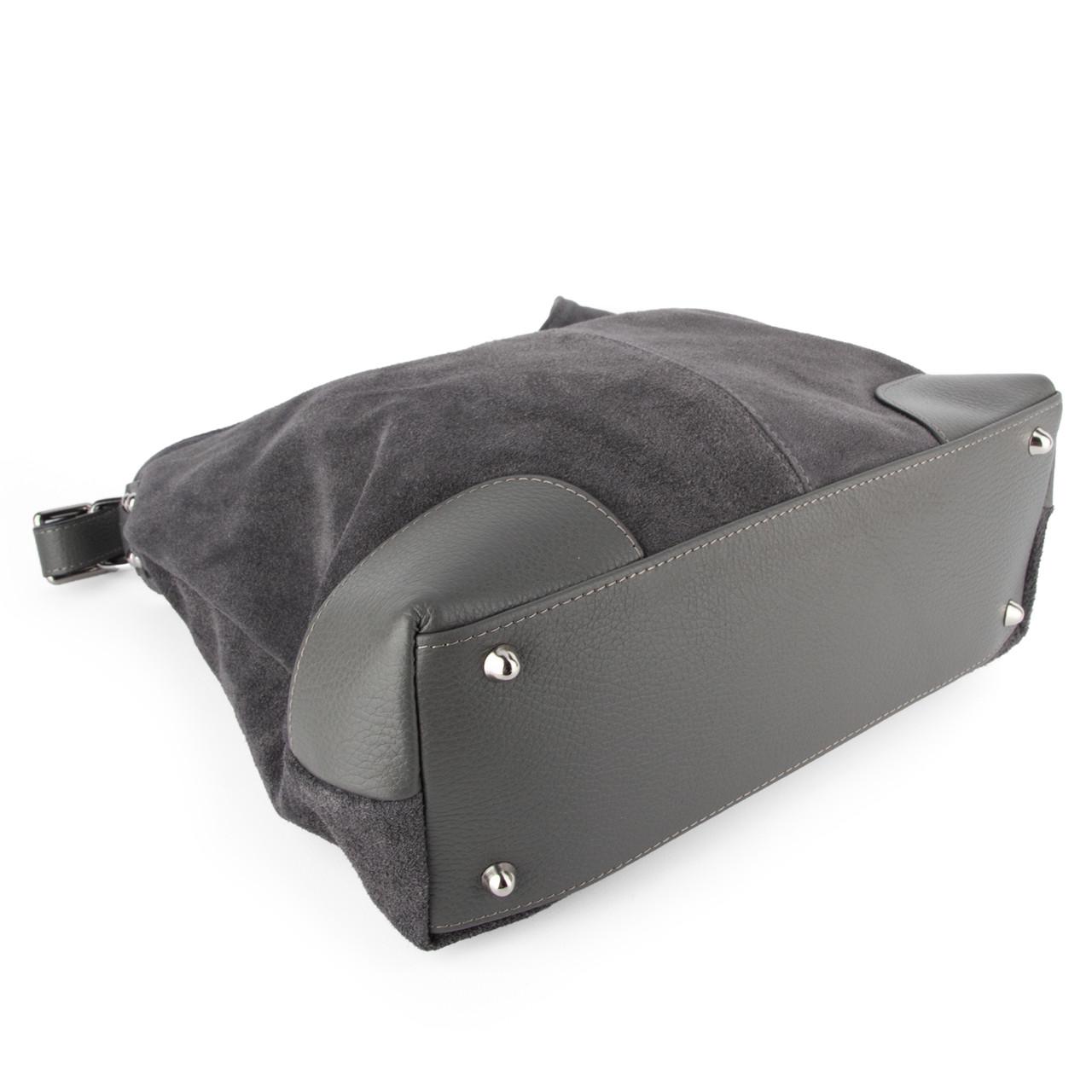 Сумка-шопер женская Virginia Conti 03735 замшевая Темно-серый (2735742759) - фото 4