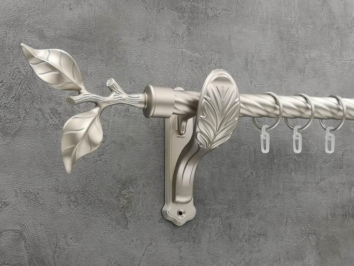 Карниз Quadrum Лист рози витая штанга одинарный ретро 25 мм 200 см Сатин (272287836)