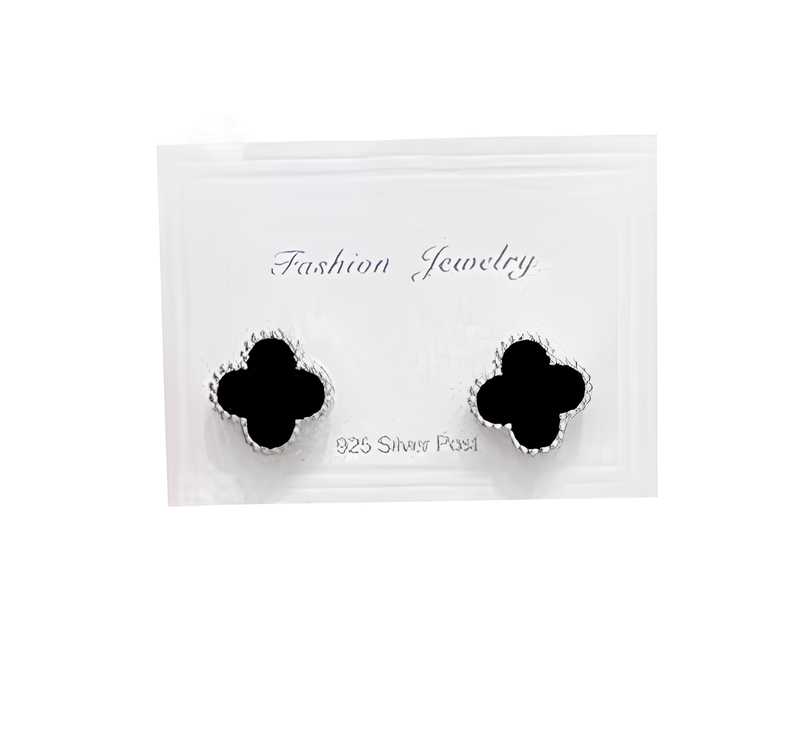 Сережки бижутерия Конюшина гвоздики классические з чорною вставкою Сріблястий (70310) Сережки бижутерия Конюшина гвоздики классические з чорною вставкою Сріблястий (70310)