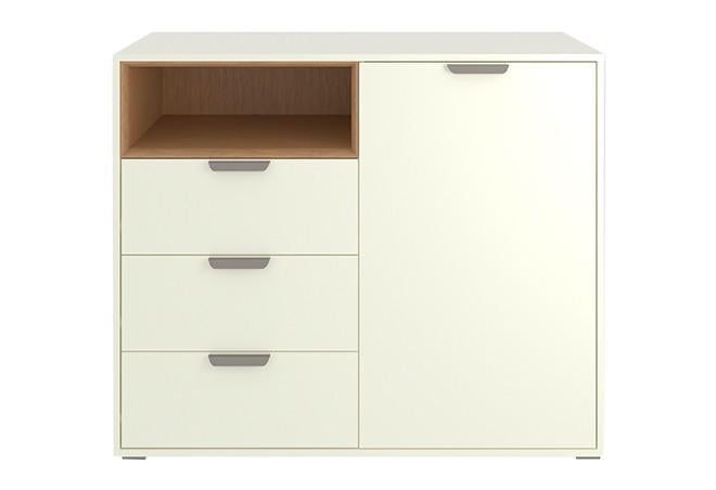 Комод 1-дверний з 3 шухлядами VMV Holding Арте 120х40х94 Білий/кам'яний дуб (57916)