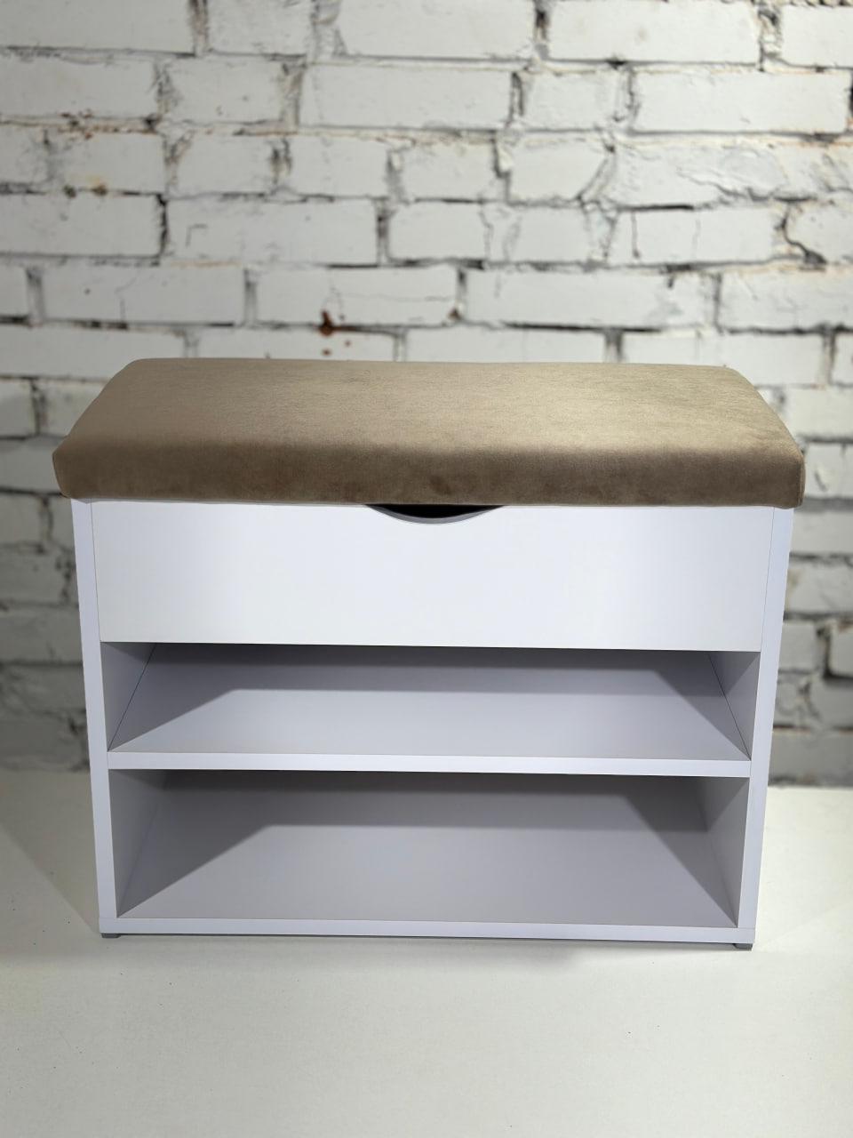 Тумба для обуви ДСП/ткань 30х80х45 см Белый/Какао - фото 1