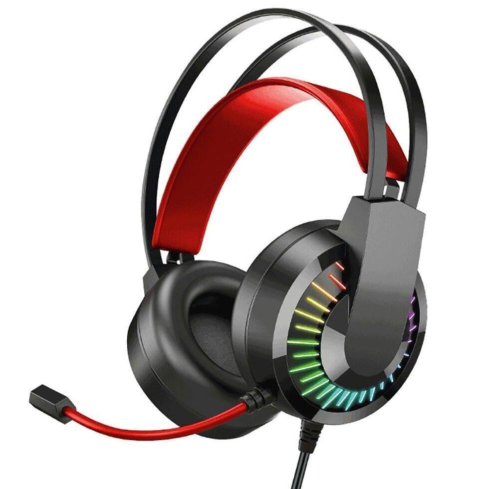 Наушники игровые ведущие IMENSO E1008 RGB USB 3,5 Black/Red (35047223)