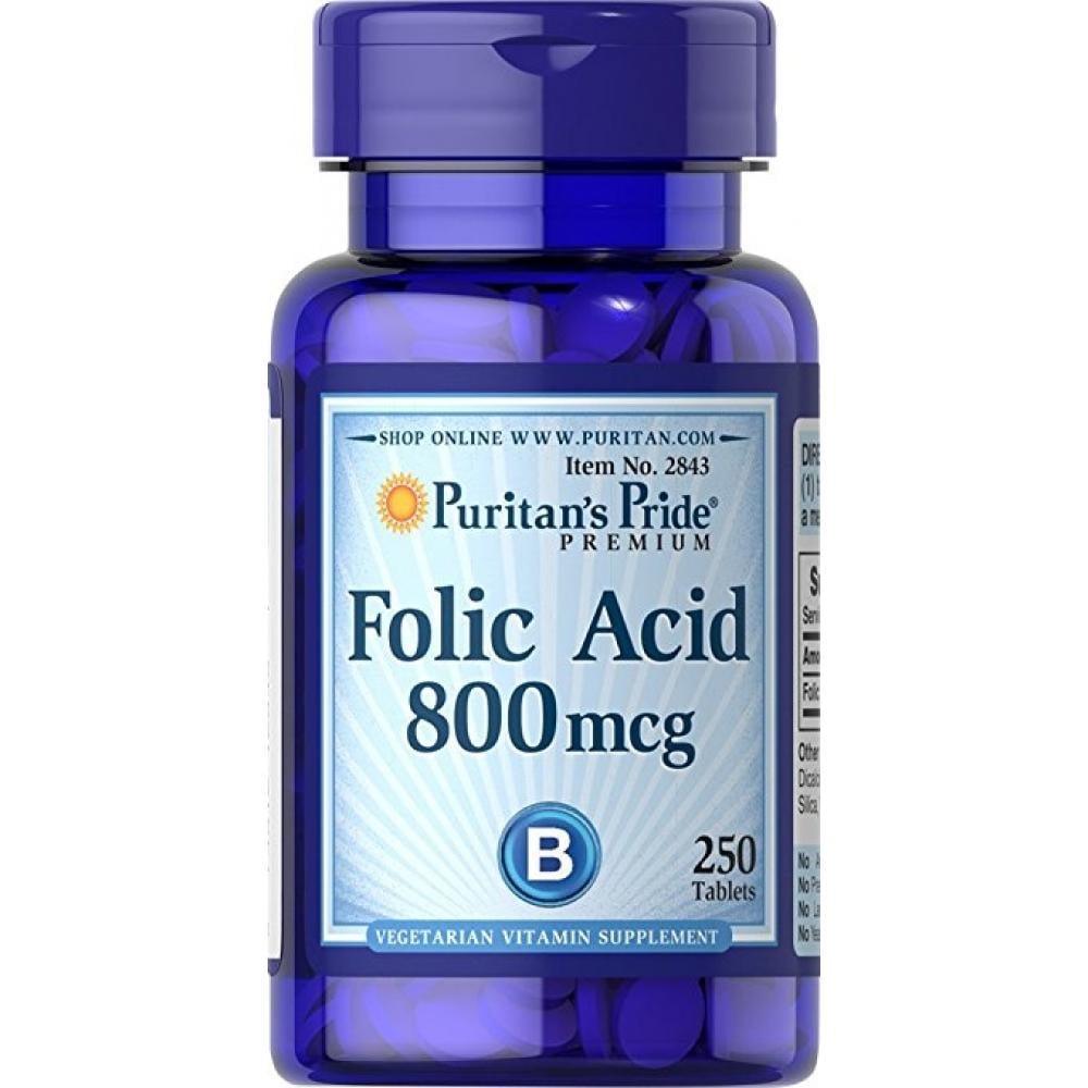 Натуральная добавка Folic Acid 800 mcg 250 tabs (100-80-3082052-20)
