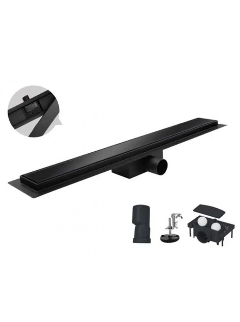 Трап душовий Koer FD08-70x800-Glass з нержавіючої сталі SUS304 зі скляною панеллю 70x800 мм Black (KR5142) - фото 2 Трап душовий Koer FD08-70x800-Glass з нержавіючої сталі SUS304 зі скляною панеллю 70x800 мм Black (KR5142) - фото 2