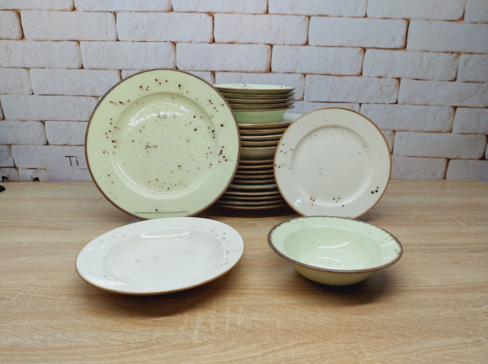 Сервиз столовый OMS TULU фарфор 6 персон 24 шт. Кремовый/Светло-зеленый (KL24-Kivi) - фото 3 Сервиз столовый OMS TULU фарфор 6 персон 24 шт. Кремовый/Светло-зеленый (KL24-Kivi) - фото 3