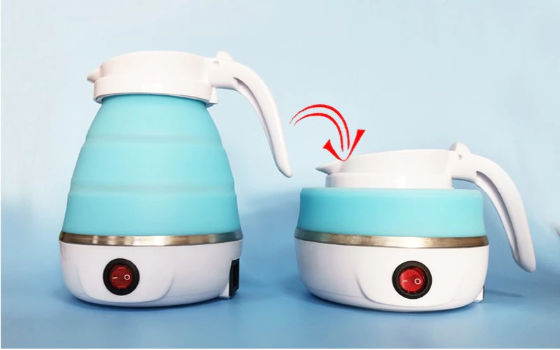 Дорожный чайник складной силиконовый Foldable Travel Kettle 600 мл 600 Вт 220 В Голубой - фото 2