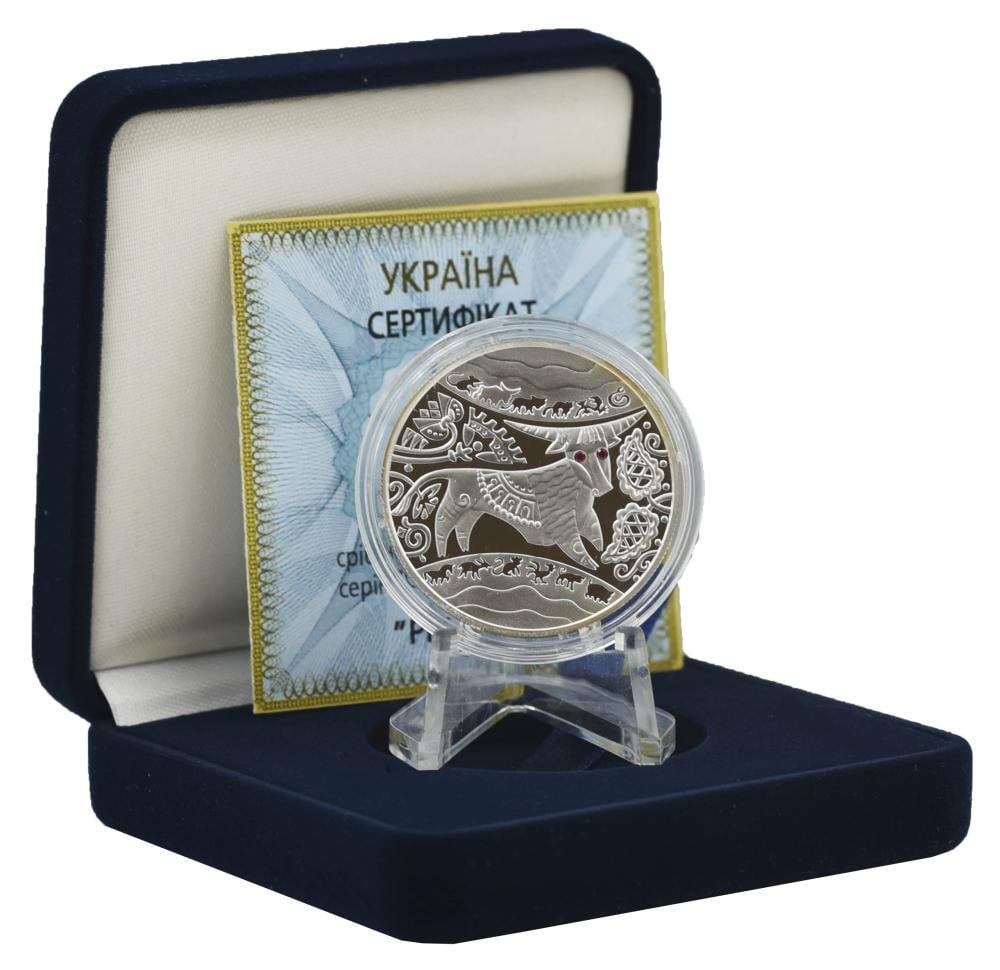 Коллекционная монета Украина 5 гривен 2009 «Год быка» Серебро Proof KM 530 (М01254)