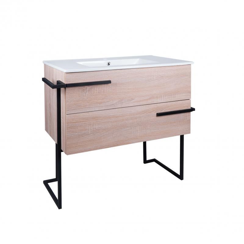 Комплект Q-tap Taurus Whitish oak тумба напольная/раковина врезная (QT2471TNT803WO)