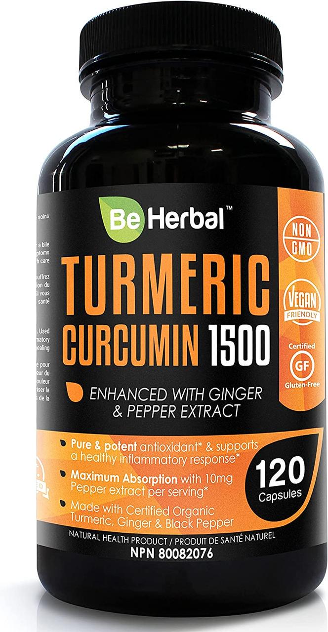 Вітаміни для імунітету BE HERBAL Куркумін 1500 мг 120 капс. (50093BEHE120k)