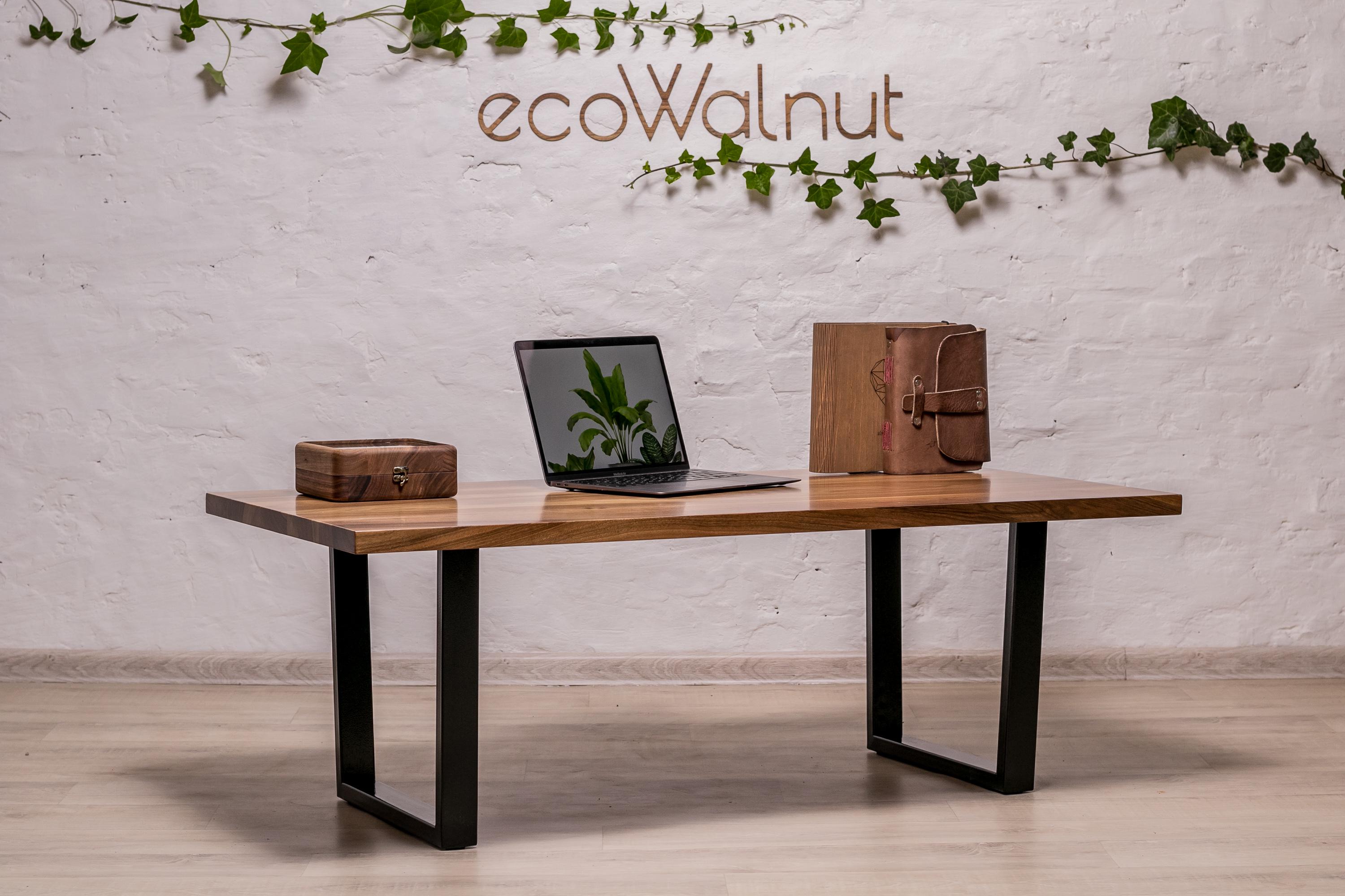 Стол кофейный/журнальный EcoWalnut с прямоугольными краями в стиле лофт L (Горіх EF-3.4) - фото 2